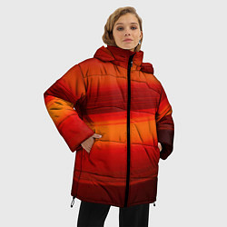 Куртка зимняя женская Красная изогнутая абстракция, цвет: 3D-красный — фото 2