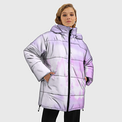 Куртка зимняя женская Нежная светло-сиреневая абстракция тай-дай, цвет: 3D-черный — фото 2