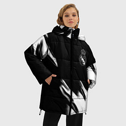 Куртка зимняя женская Real madrid белые краски текстура, цвет: 3D-светло-серый — фото 2