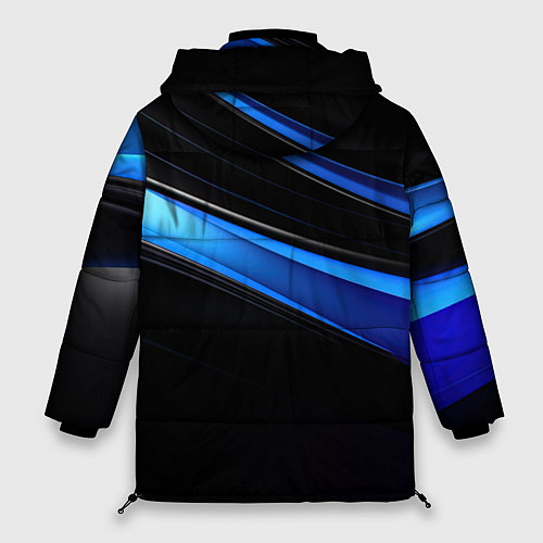 Женская зимняя куртка Геометрическая абстракция черных и синих волн / 3D-Светло-серый – фото 2