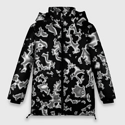 Куртка зимняя женская Капли жидкого металла - камуфляж на чёрном, цвет: 3D-черный