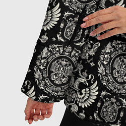 Куртка зимняя женская Черно-белый греб России паттерн, цвет: 3D-светло-серый — фото 2