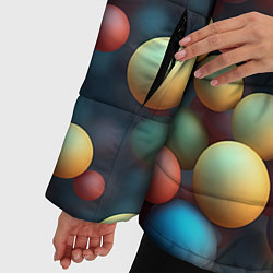 Куртка зимняя женская Разноцветные шарики молекул, цвет: 3D-черный — фото 2