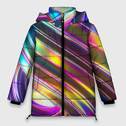 Куртка зимняя женская Неоновый скрученный металл разноцветный, цвет: 3D-светло-серый
