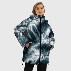 Куртка зимняя женская Абстракция шёлк серо-бирюзовый, цвет: 3D-черный — фото 2