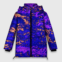 Куртка зимняя женская Абстракция золото и фиолетовый, цвет: 3D-черный