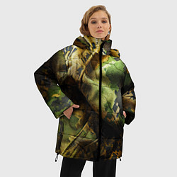 Куртка зимняя женская Реалистичный камуфляж на ткани, цвет: 3D-красный — фото 2