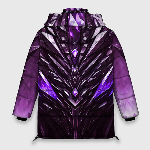 Женская зимняя куртка Фиолетовые кристаллы и камень / 3D-Светло-серый – фото 2