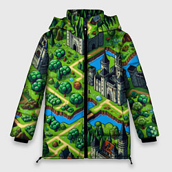 Куртка зимняя женская Heroes of Might and Magic - pixel map, цвет: 3D-светло-серый