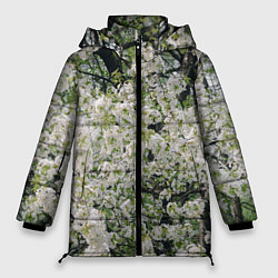 Куртка зимняя женская Цветущая вишня, фотография, цвет: 3D-черный