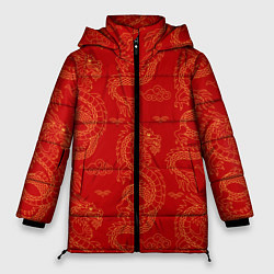 Куртка зимняя женская Красный - дракон, цвет: 3D-светло-серый