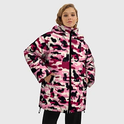 Куртка зимняя женская Камуфляжные розовые котики, цвет: 3D-красный — фото 2