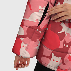 Куртка зимняя женская Розовый кошачий комуфляж, цвет: 3D-красный — фото 2