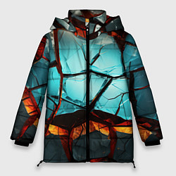 Куртка зимняя женская Абстрактные камни разломленные, цвет: 3D-черный