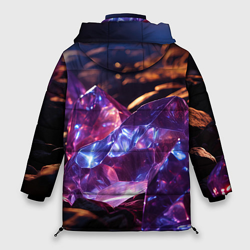 Женская зимняя куртка Фиолетовые комические камни / 3D-Светло-серый – фото 2
