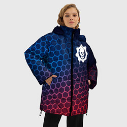 Куртка зимняя женская Gears of War неоновые соты, цвет: 3D-черный — фото 2