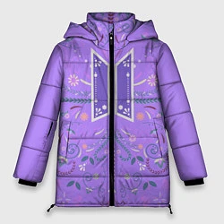Куртка зимняя женская BTS - ARMY Цветочный принт, цвет: 3D-черный