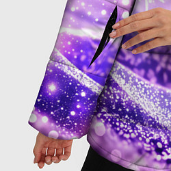 Куртка зимняя женская Абстрактные звезды в фиолетовых искрах, цвет: 3D-черный — фото 2