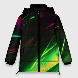 Куртка зимняя женская Geometry stripes кислотный неон, цвет: 3D-черный