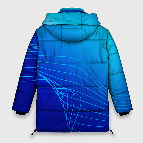 Женская зимняя куртка Синий градиент полосы / 3D-Светло-серый – фото 2