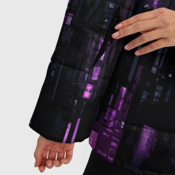 Куртка зимняя женская Киберпанк светящиеся фиолетовые элементы, цвет: 3D-светло-серый — фото 2