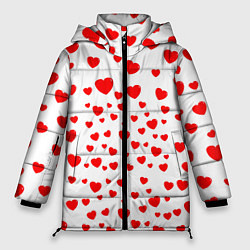 Куртка зимняя женская Любовь паттерн сердца, цвет: 3D-красный