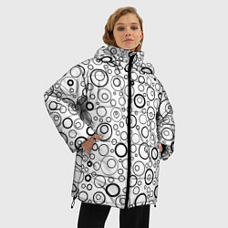 Куртка зимняя женская Бело-чёрный паттерн пузырьки, цвет: 3D-светло-серый — фото 2