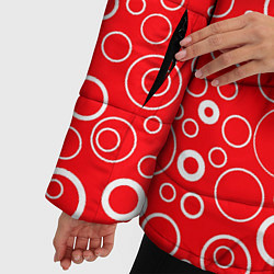 Куртка зимняя женская Красно-белый паттерн пузырьки, цвет: 3D-черный — фото 2