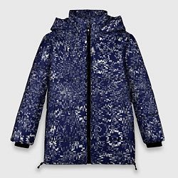 Куртка зимняя женская Тёмно-синий с белым абстрактный искажение, цвет: 3D-черный
