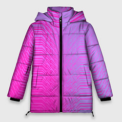 Куртка зимняя женская Розовые градиентные линии, цвет: 3D-красный