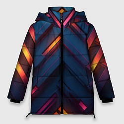 Куртка зимняя женская Неоновый узор стальные раскалённые пластины, цвет: 3D-черный