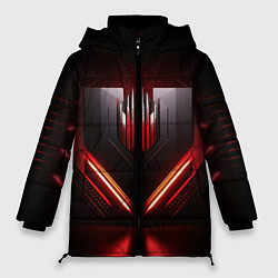 Куртка зимняя женская Красная и черная кибернетика, цвет: 3D-светло-серый