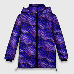 Куртка зимняя женская Сине-фиолетовая стеклянная мозаика, цвет: 3D-черный