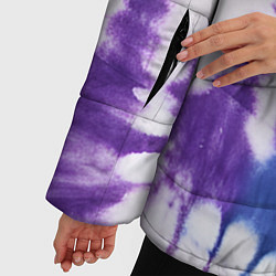 Куртка зимняя женская Сине-фиолетовый узор тай дай, цвет: 3D-светло-серый — фото 2