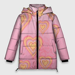 Куртка зимняя женская Сердца градиент, цвет: 3D-красный