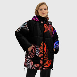 Куртка зимняя женская Чёрные звёзды и завихрения, цвет: 3D-черный — фото 2