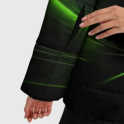 Куртка зимняя женская Яркая зеленая абстрактная конструкция в стиле nvid, цвет: 3D-черный — фото 2