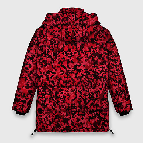 Женская зимняя куртка Тёмно-красный паттерн пятнистый / 3D-Светло-серый – фото 2