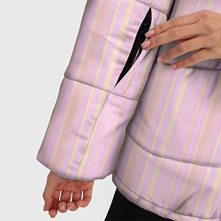 Куртка зимняя женская Бледный розово-жёлтый полосатый, цвет: 3D-светло-серый — фото 2