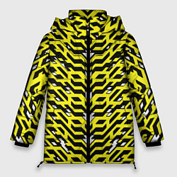 Куртка зимняя женская Агрессивный жёлтый паттерн, цвет: 3D-светло-серый