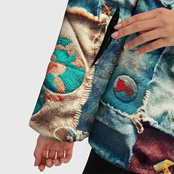 Куртка зимняя женская Пэчворк джинсы из СССР, цвет: 3D-черный — фото 2