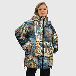 Куртка зимняя женская Пэчворк из Египетских мотивов, цвет: 3D-черный — фото 2