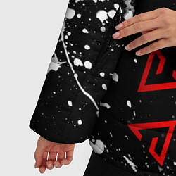Куртка зимняя женская Знаки из Ведьмака - белые брызги, цвет: 3D-красный — фото 2