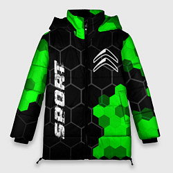Куртка зимняя женская Citroen green sport hexagon, цвет: 3D-черный