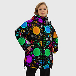 Куртка зимняя женская Разноцветные круги, цвет: 3D-красный — фото 2