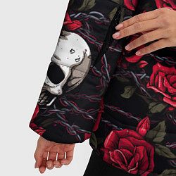Куртка зимняя женская Черепа с алыми розами, цвет: 3D-черный — фото 2