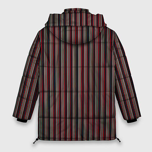 Женская зимняя куртка Чёрно-красный в тонкую полоску / 3D-Светло-серый – фото 2