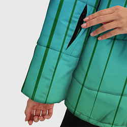 Куртка зимняя женская Хаотичные зеленые линии, цвет: 3D-светло-серый — фото 2