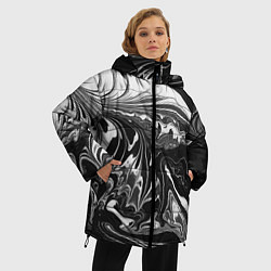 Куртка зимняя женская Абстрактный мрамор монохром, цвет: 3D-светло-серый — фото 2