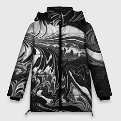 Куртка зимняя женская Абстрактный мрамор монохром, цвет: 3D-светло-серый